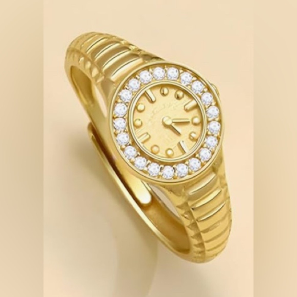 Gorgeous Dillards 14KT white Topaz  Faux Clock Adjustable ring